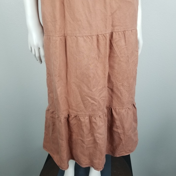 Vetta The Smocked Tier Dress in New Clay Linen Tencel Blend Size XS - Picture 6 of 12